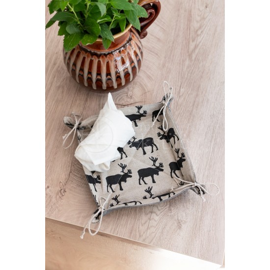 Colourful half-linen bread basket "Moose"